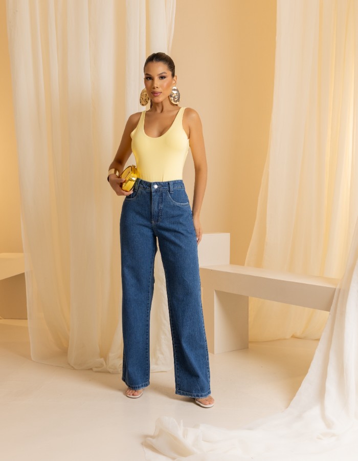 CALÇA WIDE LEG 100% ALGODÃO