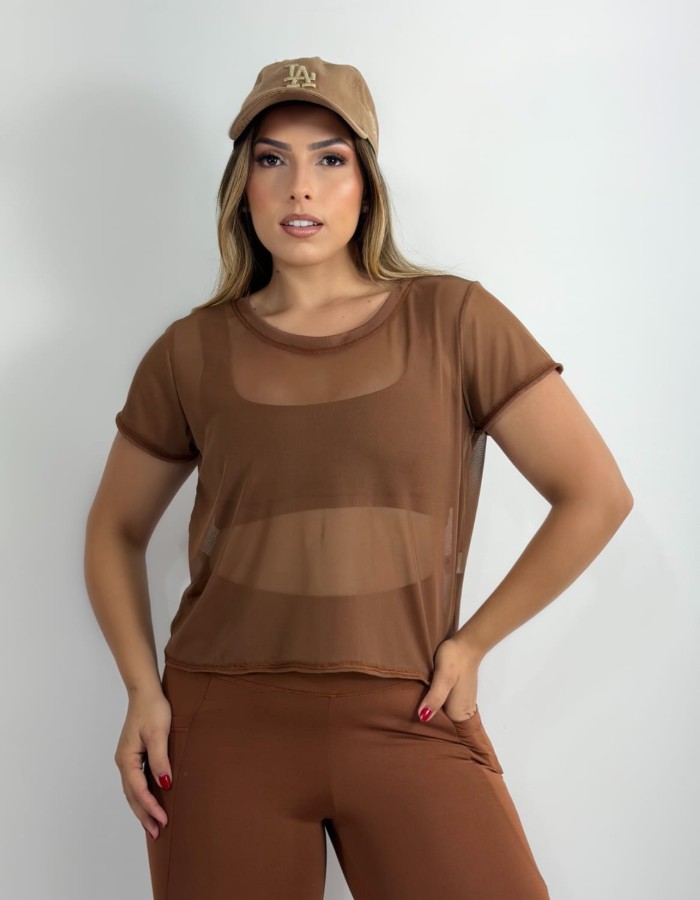 Cropped de Tule manga - Basica 