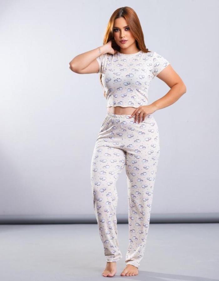 PIJAMA SUEDE BLUSA C MANGA ESTAMPADO