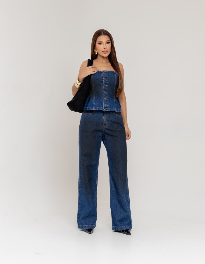 CALÇA WIDE LEG 100% ALGODÃO