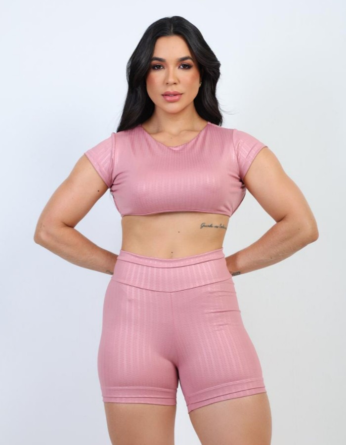 Conjunto short e top textura