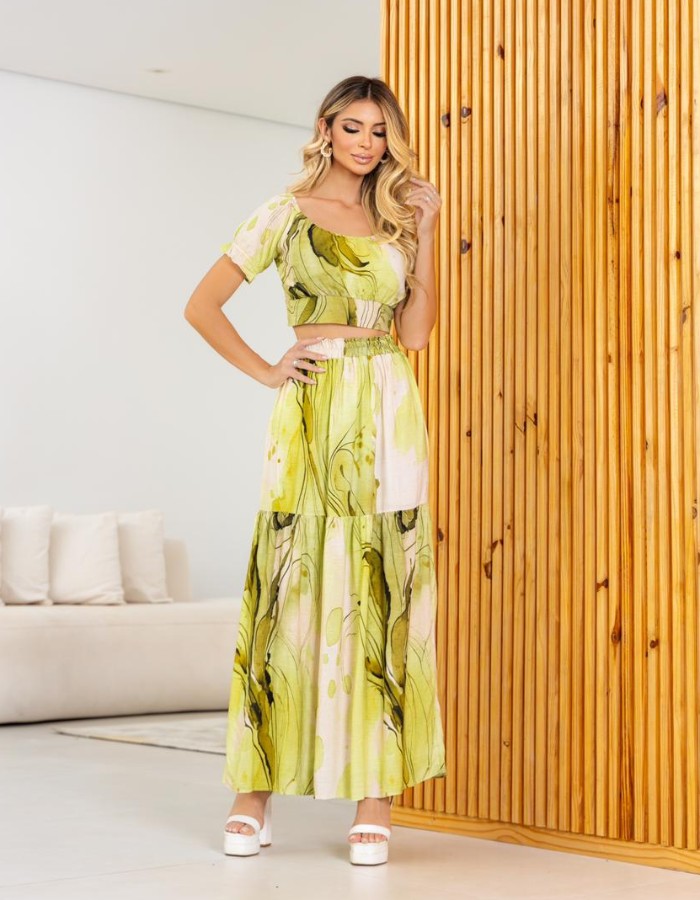 conjunto de saia longa 