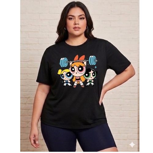 Camiseta oversize suede super poderosa três juntas 