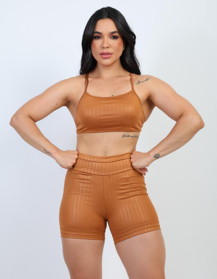 Conjunto short e top textura