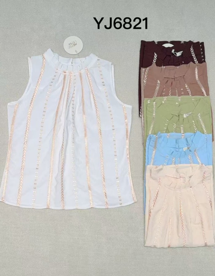 Blusa De Linho C/Detalhe Bordado