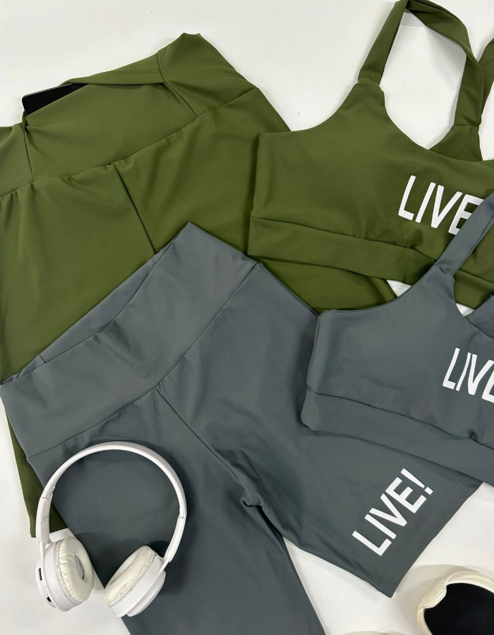 conjunto top alça larga short pedal com bolso no cos plus em poliamida