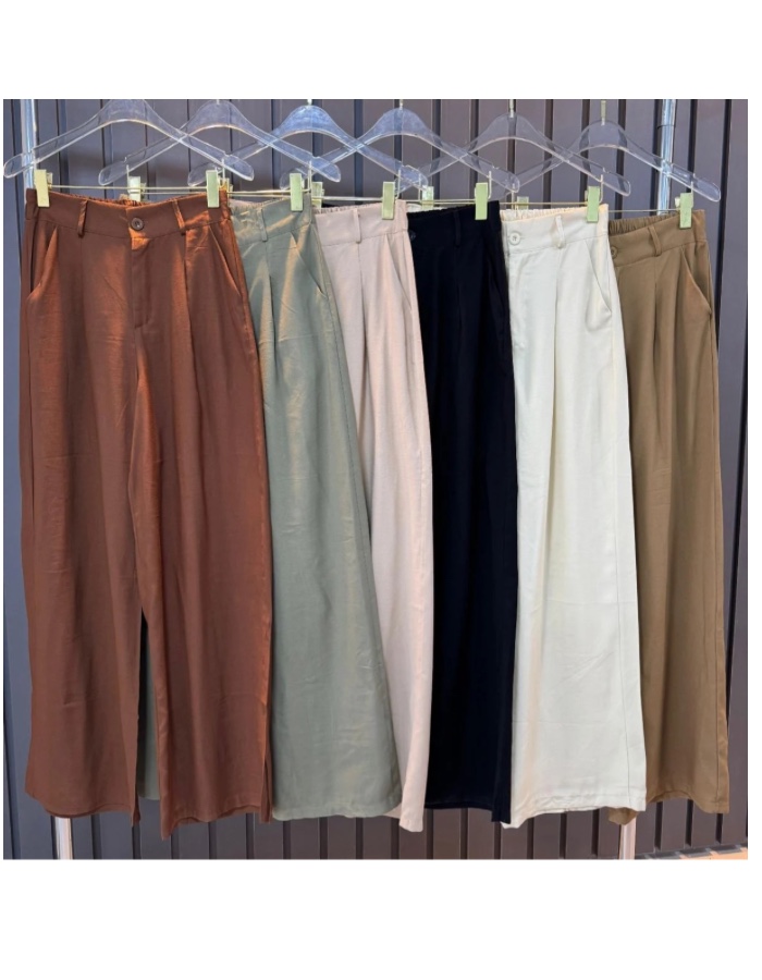 Calça pantalona com elástico na cintura 