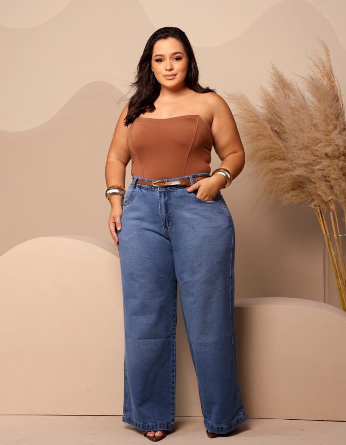 WIDE LEG PLUS SIZE PREMIUM COM CINTO
