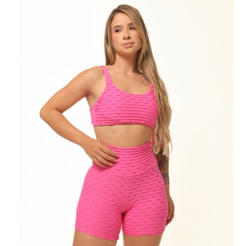 CONJUNTO SHORT EMPINA BUMBUM TECIDO BOLHA
