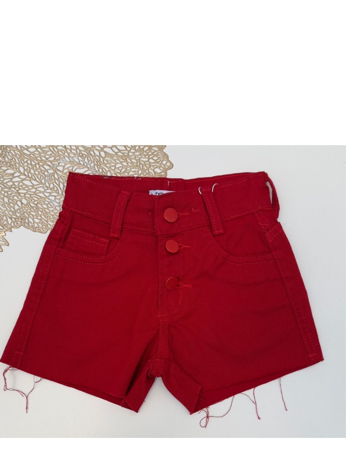 Short jeans vermelho 3 botões ( Coleção Noite Feliz)