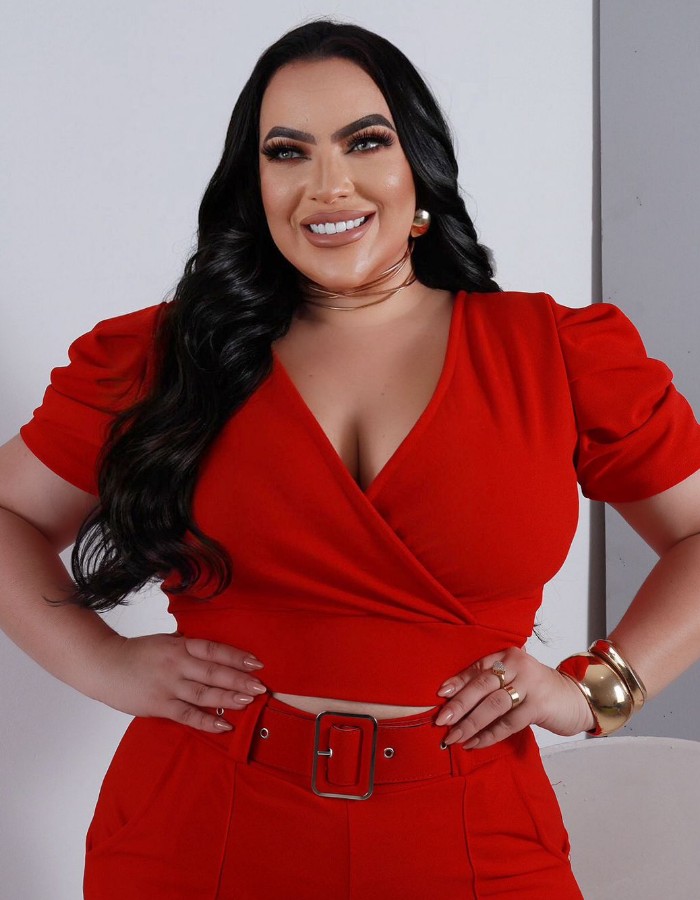 Cropped transpassado manga princesa