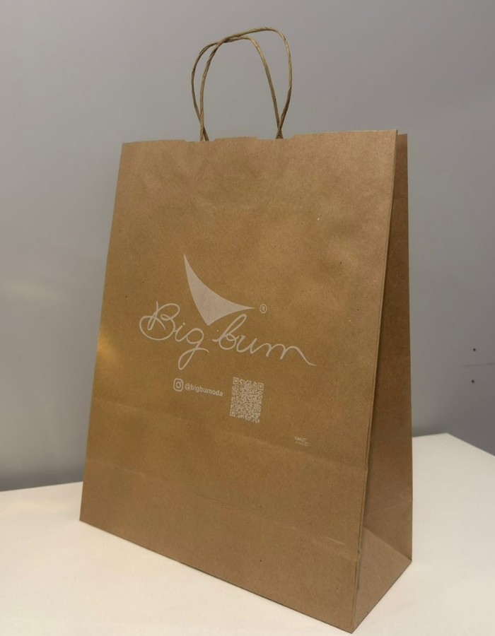 SACOLA KRAFT ALÇA TORCIDA M 23X32X10