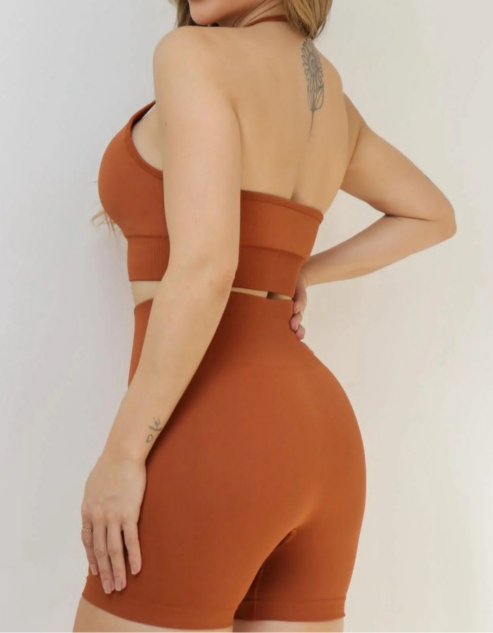 CONJUNTO SHORT MEDIO TOP ALÇA CANELADO PREMIUM