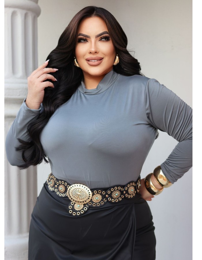 Blusa Jamilly manga longa gola alta