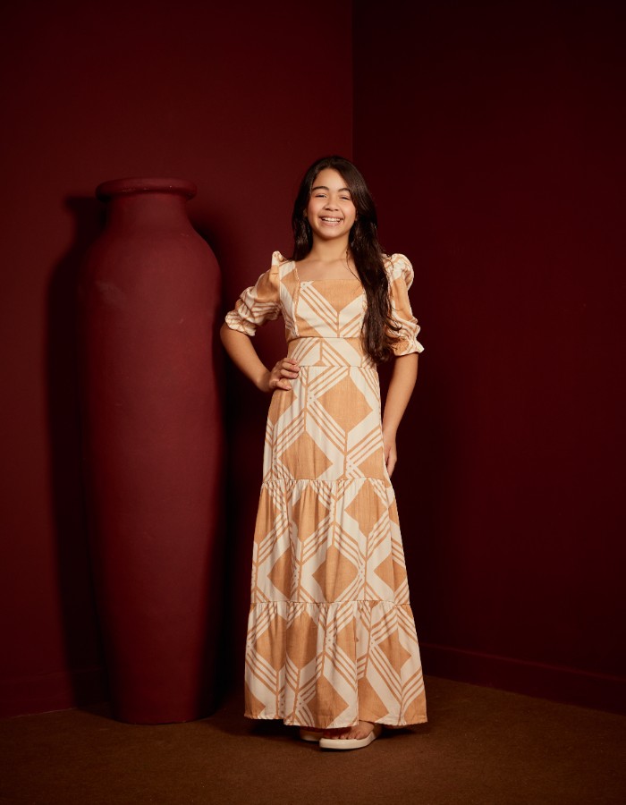 VESTIDO LONGO MANGA CURTA (TEC. VISCOSARJA)