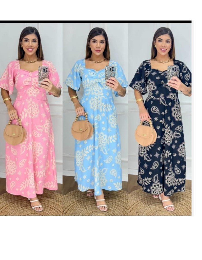 vestido longo de manga 