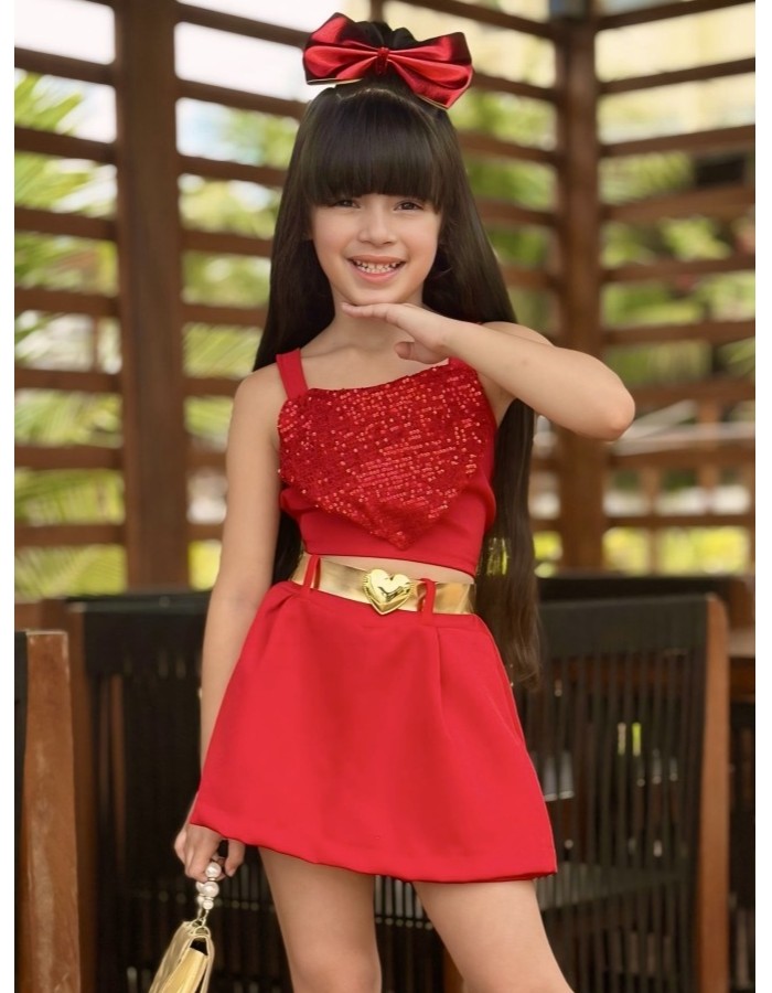 Conjunto coração short saia 
