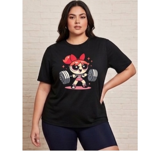 Camiseta oversize suede super poderosa florzinha 