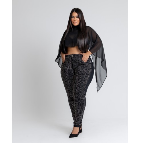 CALÇA SKINNY PRETA GLAMOUR LYCRA