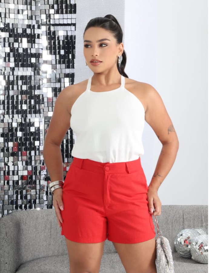 BLUSA ALÇA REGATA BOTÃO EM VISCOLINHO C/ELASTANO