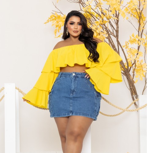 MINI SAIA BOLSO CARGO MARMORIZADO 100%