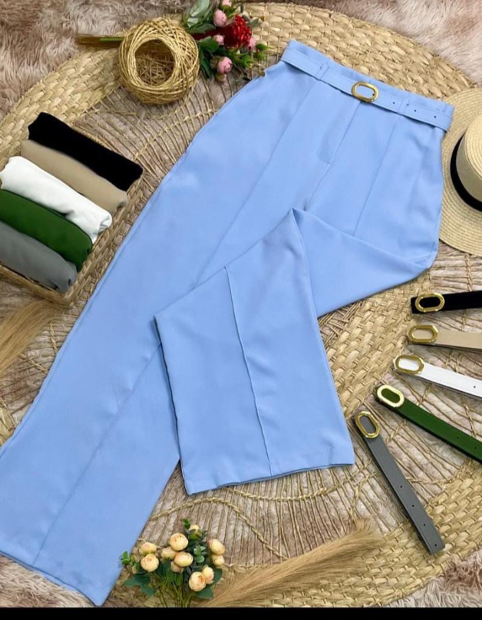 CALÇA PANTALONA ALFAIATRIA C/ CINTO COR DA PEÇA