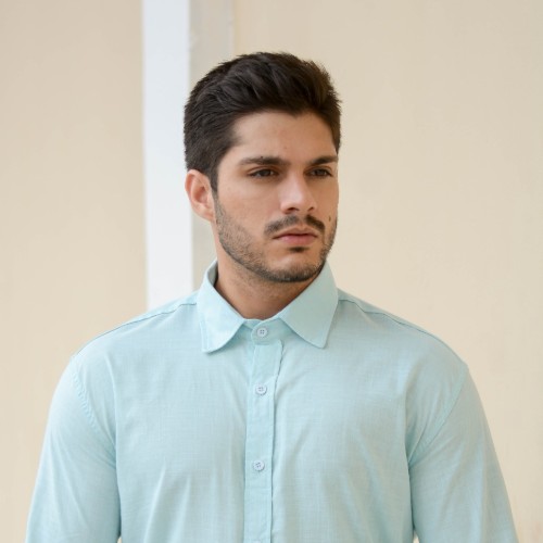 CAMISA MANGA CURTA LINHO GOLA TRADICIONAL