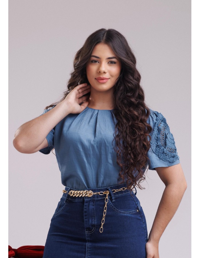 BLUSA MANGA CURTA C/GRIPI