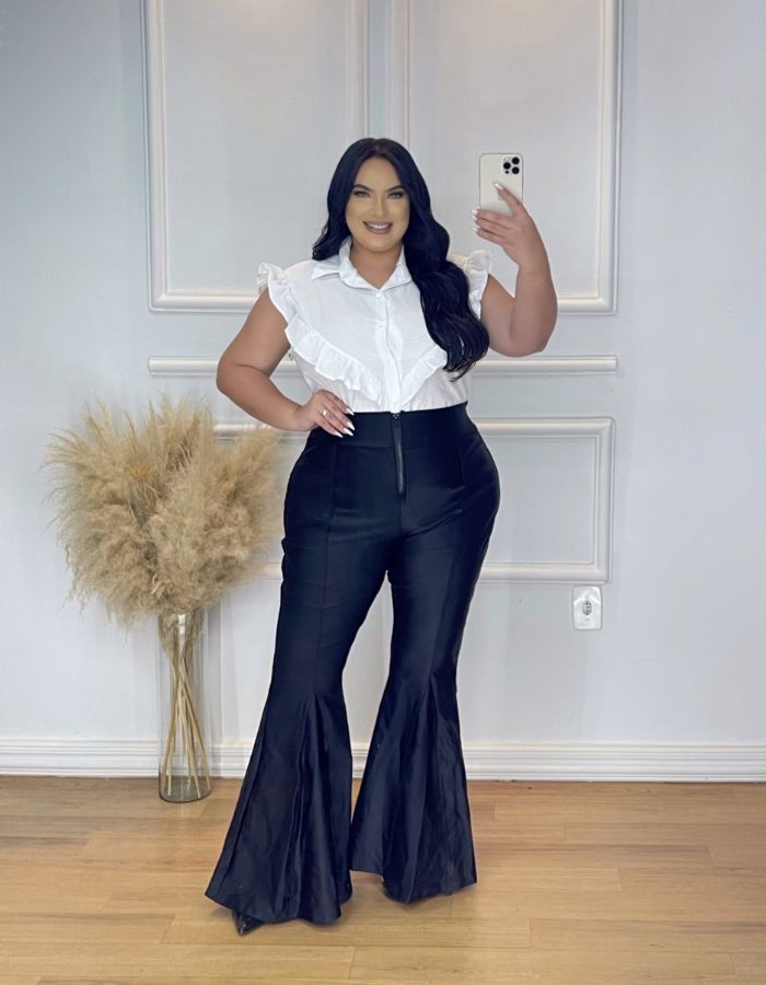 BLUSA SEM MANGA BABADO