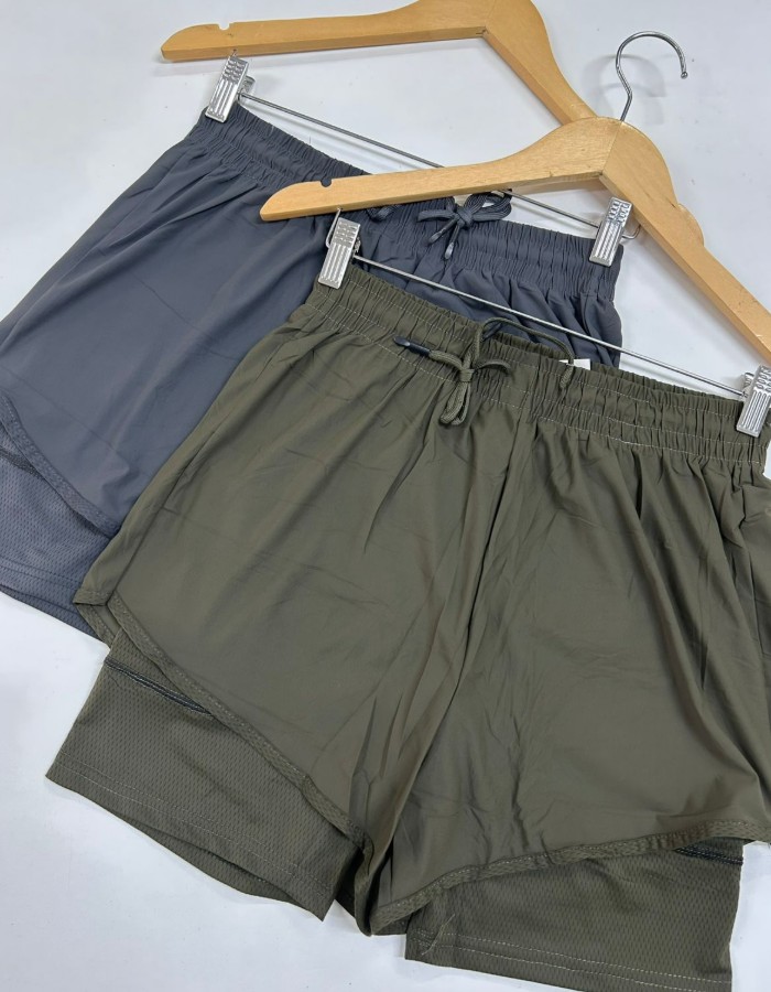 SHORT DUPLO CURTO PARA CORRIDA MASCULINO IMPORTADO