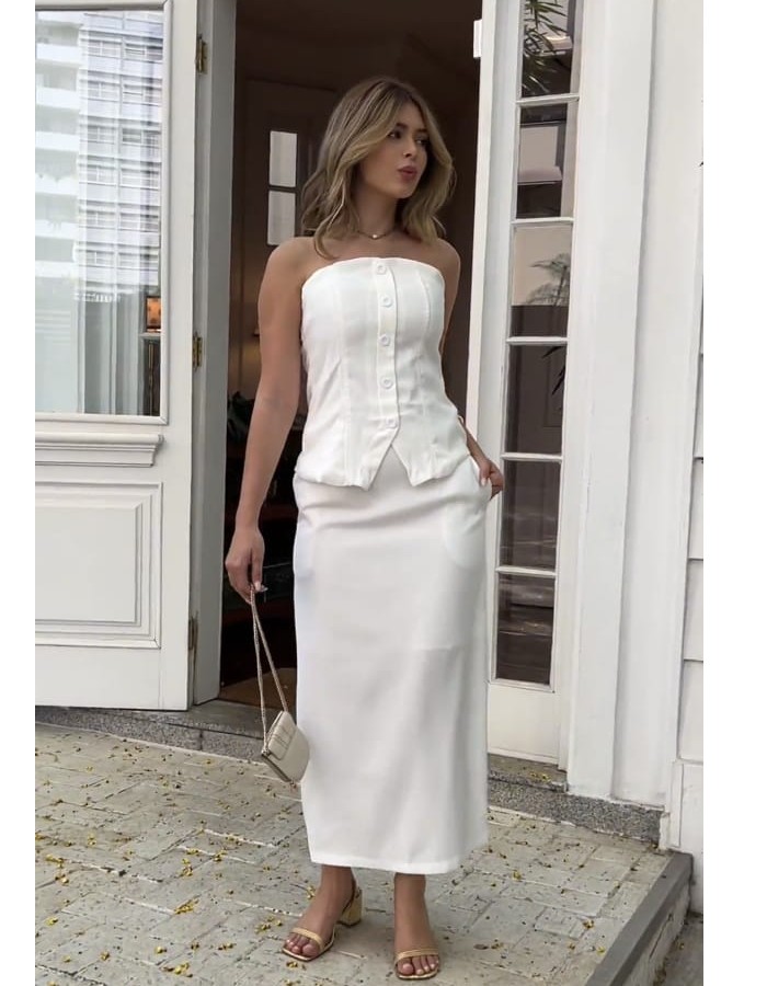 CONJUNTO DE COLETE C/ SAIA TWILL PREMIUM