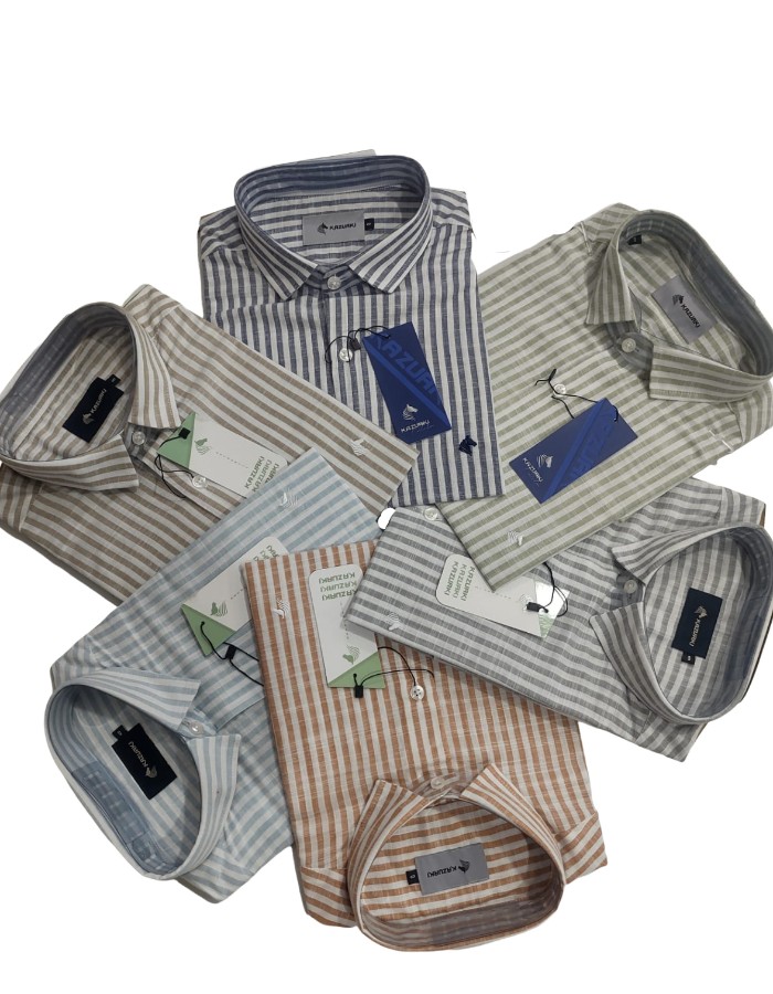 SLIN FIT MANGA CURTA THIN STRIPE