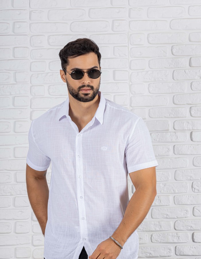 Camisa Manga Curta Linen Weave-2