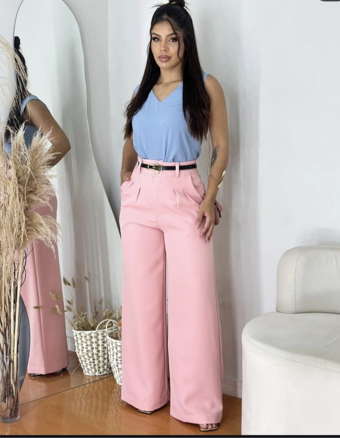 CALÇA TECIDO MARANTE PREMIM COM CINTO 