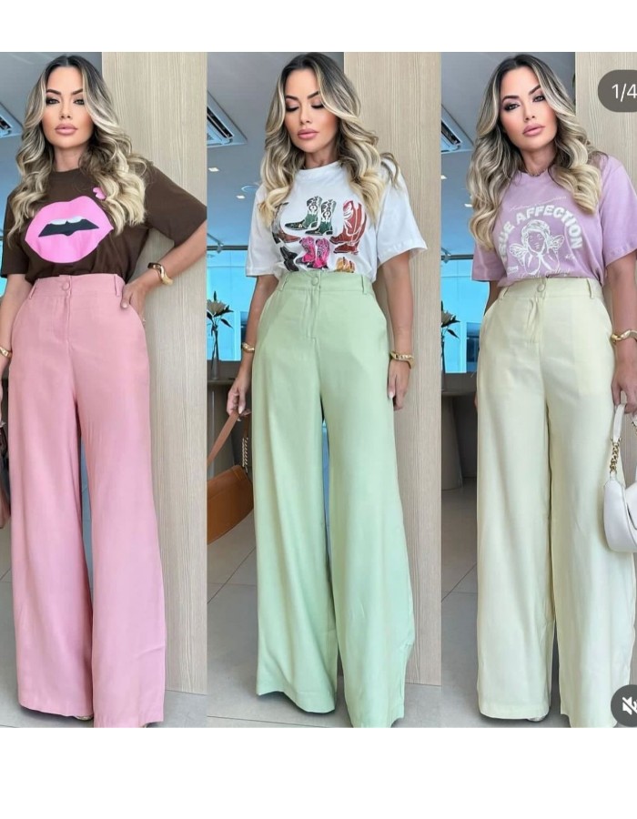 CALÇA PANTALONA TECIDO MARANTE SEM CINTO