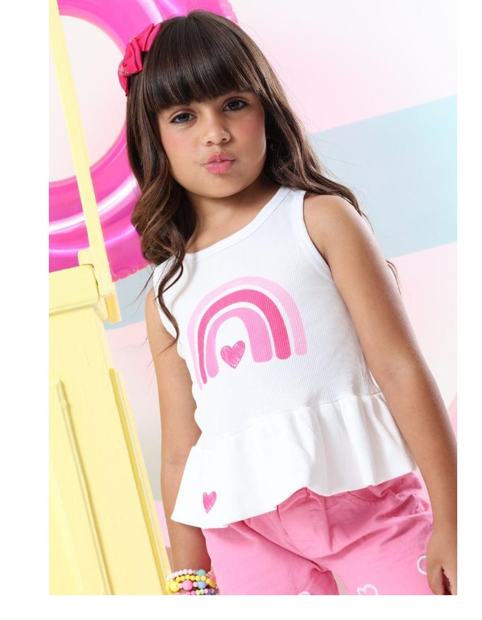  Conjunto Short Coração + Mochila 