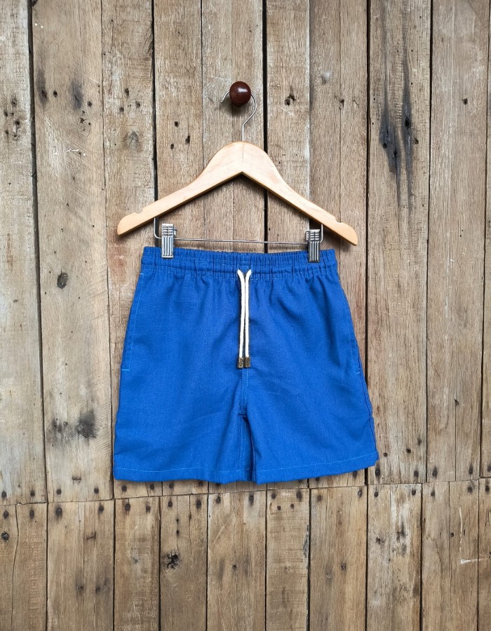 SHORT MAURICINHO DE LINHO AZUL ROYAL 