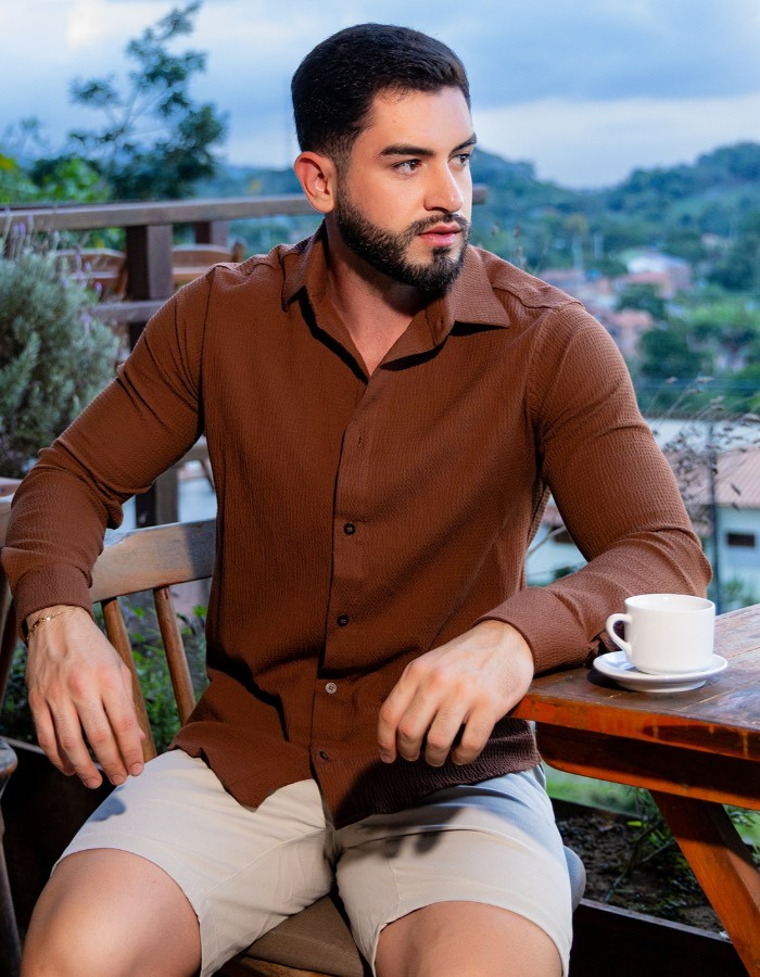 Camisa Gola Tradicional Miami texturizada M/L (R:4-B)