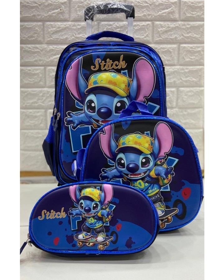 Kit Mochila Menino Carrinho + Lancheira Térmica + Estojo