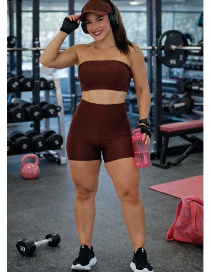 CONJUNTO SHORT POLIAMIDA CANELADINHO