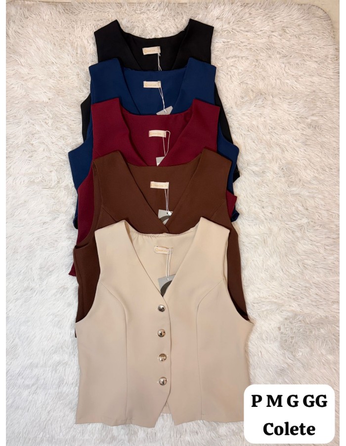 COLETE ALFAIATARIA C/ BOTÃO DOURADO