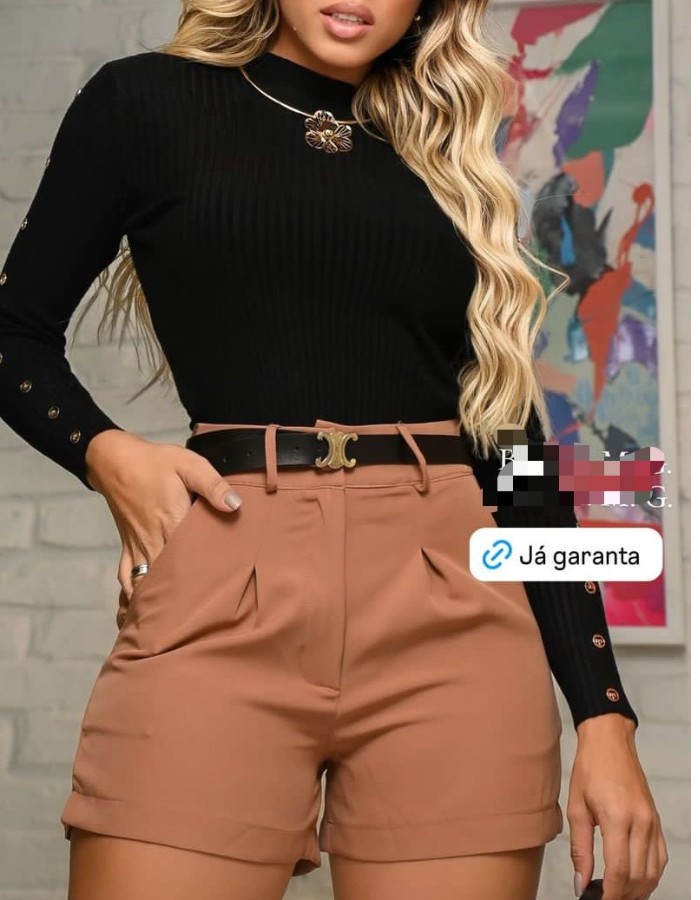 SHORT ALFAIATARIA COM CINTO PRETO