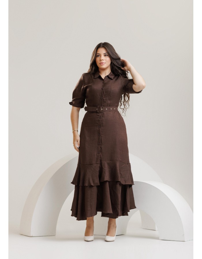 VESTIDO LONGO SEREIA ( CINTO FORRADO)