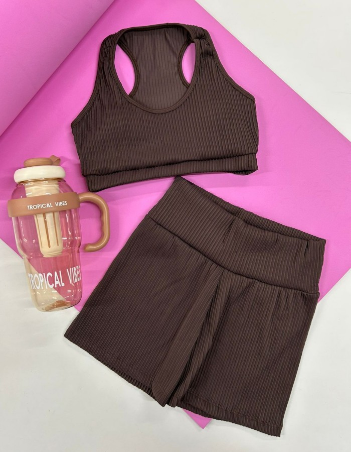 CONJUNTO SHORT PEDAL TOP NADADOR EM CANELADO