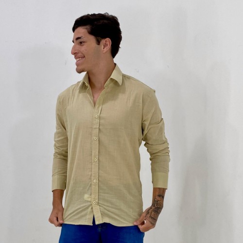 CAMISA MANGA LONGA LINHO GOLA TRADICIONAL