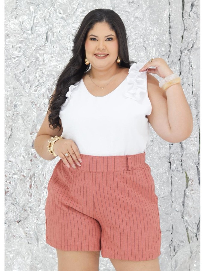 Short risca giz com ziper TECIDO