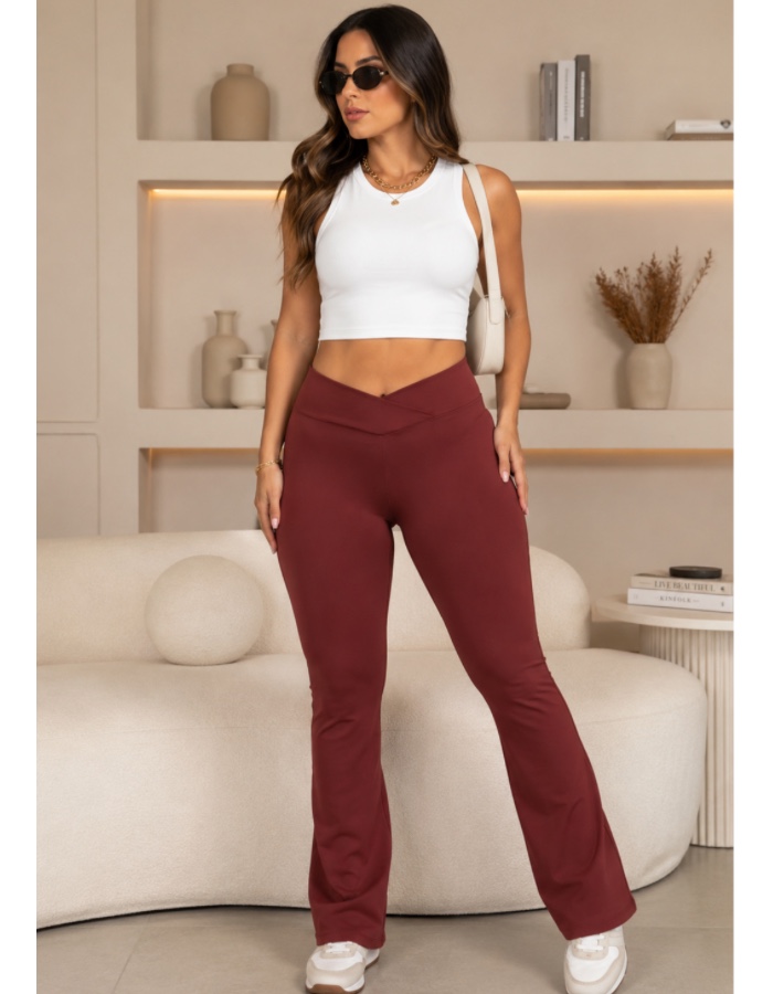 Calça flare Poliamida Cos Cruzado 