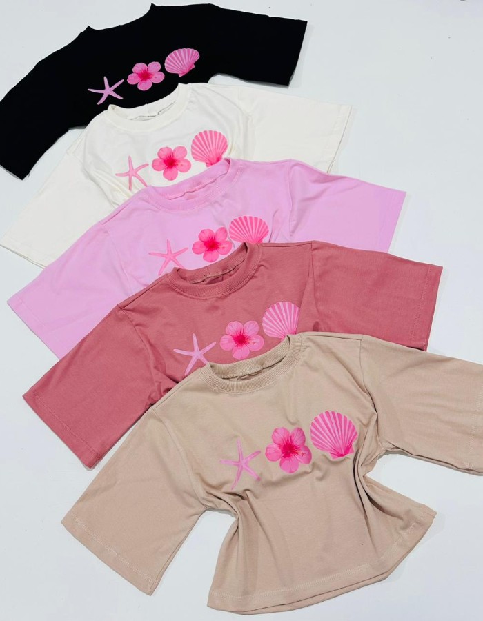 CROPPED OVER ESTAMPA ESTRELA PAMPOLA CONCHA 