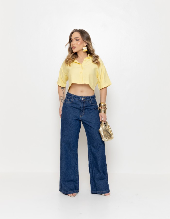 Calça wide leg escura