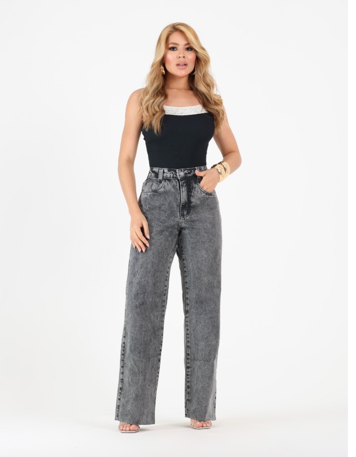 CALÇA FEM WIDE LEG 100% ALGODÃO